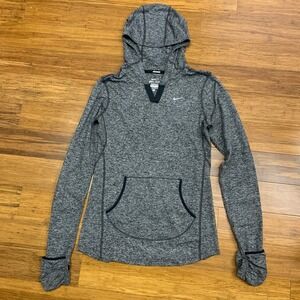 Nike Dri-FIT Hoodie Pullover Women Size XS Gray Thumb Holes Athletic Top Stretch